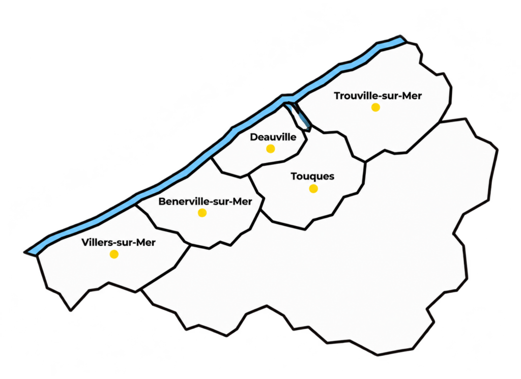 Carte de la côte normande autour de Deauville